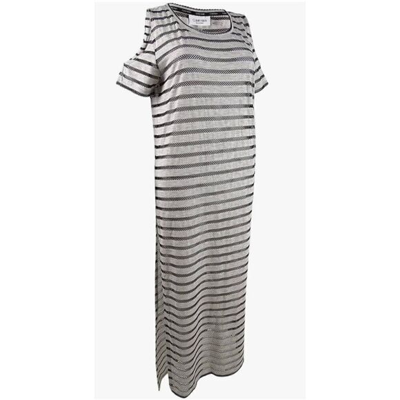 Calvin Klein Women's Crochet Cold-Shoulder Dress Swim Cover-Up - Picture 1 of 7